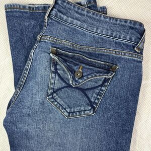 dELIA*s Reese Jeans Women's 7/8R Bootcut Low Rise Stretch Blue 30x32.5‎ Y2K Flap